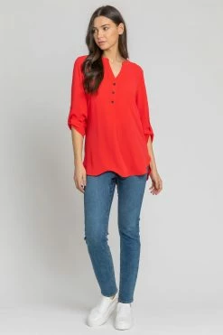 Roman Pink Longline Heart Button Detail Blouse -Roman Sales Shop unnamed file 6007