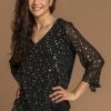 Roman Black Foil Star Print Chiffon Top -Roman Sales Shop unnamed file 6010