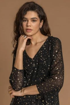 Roman Black Foil Star Print Chiffon Top 10 Roman Black Foil Star Print Chiffon Top -Roman Sales Shop unnamed file 6013