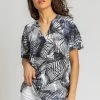 Roman Blue Tropical Palm Print V-Neck Top 2 Roman Blue Tropical Palm Print V-Neck Top -Roman Sales Shop unnamed file 6020