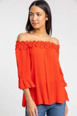 Roman Red Lace Trim Bardot Top 11 Roman Red Lace Trim Bardot Top -Roman Sales Shop unnamed file 6029