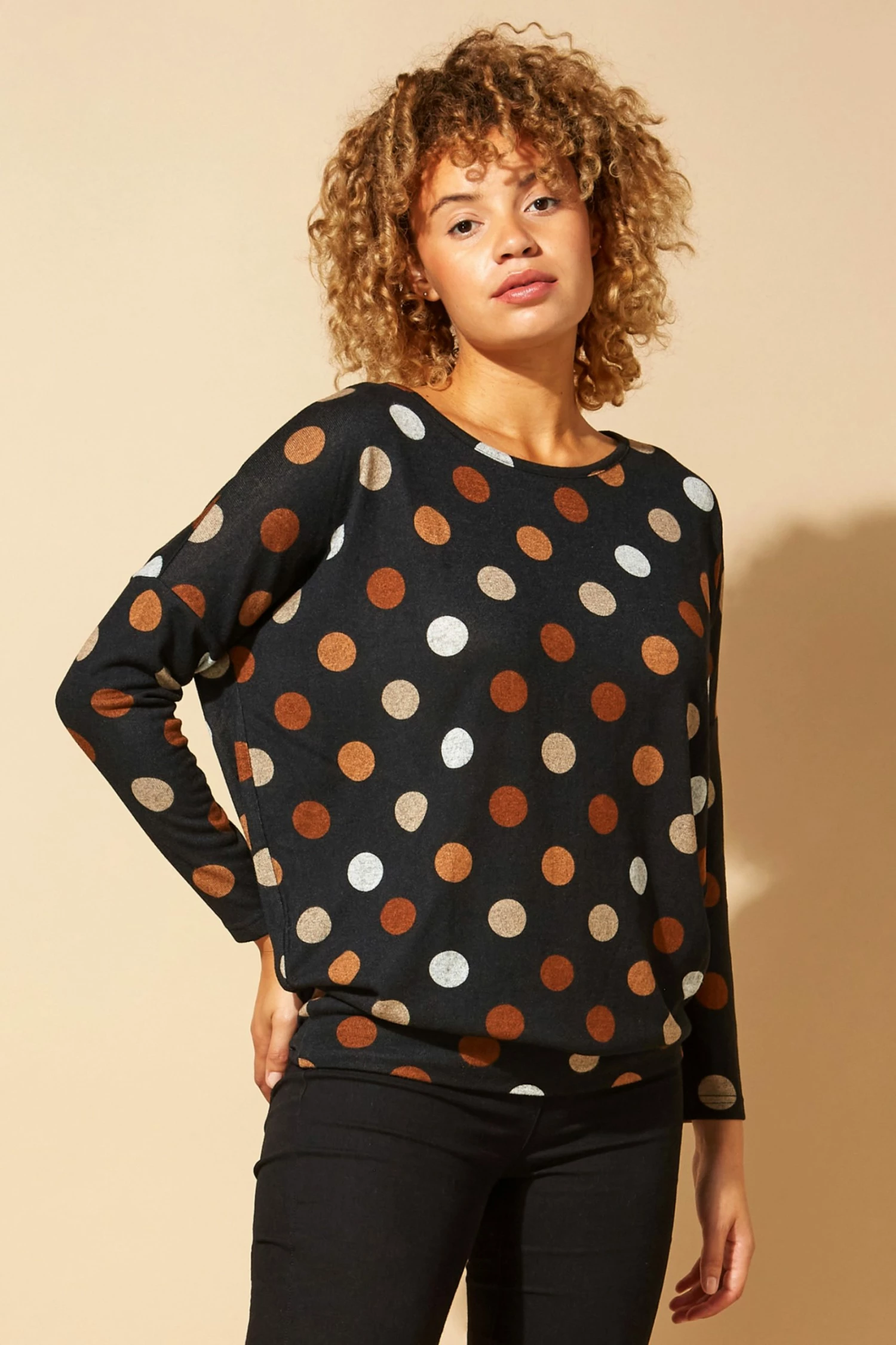 Roman Black Originals Spot Print Wooly Touch Top 3 Roman Black Originals Spot Print Wooly Touch Top