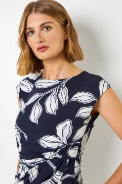 Roman Blue Linear Floral Print Crossover Top -Roman Sales Shop unnamed file 6050