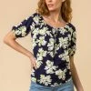 Roman Blue Bold Floral Print Bardot Top -Roman Sales Shop unnamed file 6053