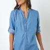 Roman Blue Relaxed Notch Neck Top 1 Roman Blue Relaxed Notch Neck Top -Roman Sales Shop unnamed file 6058