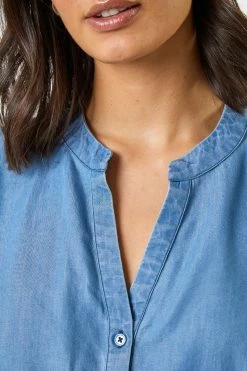 Roman Blue Relaxed Notch Neck Top -Roman Sales Shop unnamed file 6062