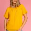 Roman Yellow Plain Chiffon Puff Sleeve Top 2 Roman Yellow Plain Chiffon Puff Sleeve Top -Roman Sales Shop unnamed file 6064