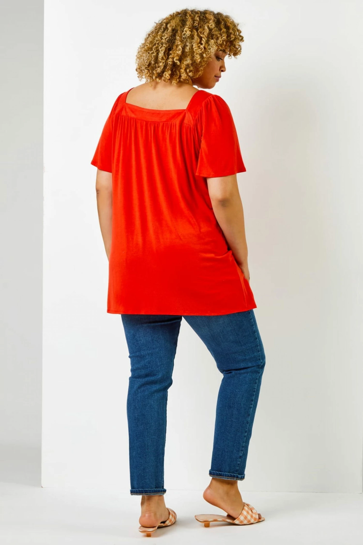 Roman Orange Curve Plain Square Neck Top 5 Roman Orange Curve Plain Square Neck Top - Image 3