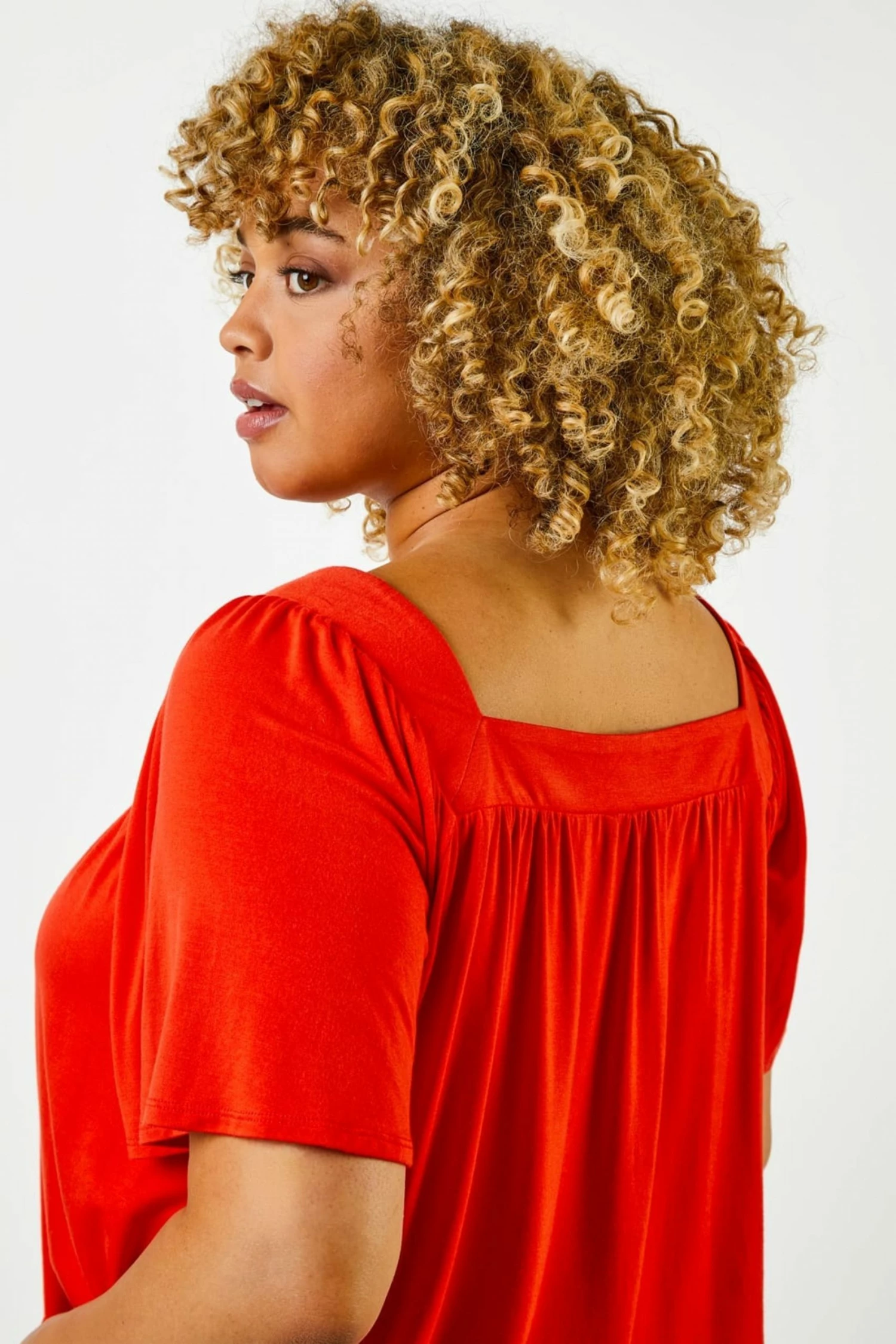 Roman Orange Curve Plain Square Neck Top 6 Roman Orange Curve Plain Square Neck Top - Image 4