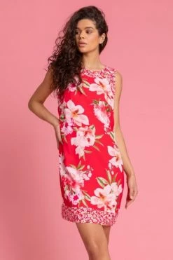 Roman Red Floral Border Print Shift Dress 11 Roman Red Floral Border Print Shift Dress -Roman Sales Shop unnamed file 609