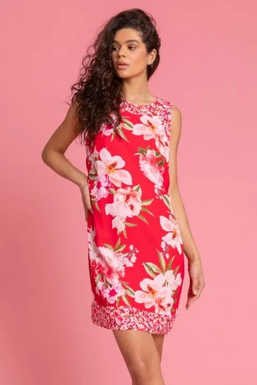 Roman Red Floral Border Print Shift Dress 7 Roman Red Floral Border Print Shift Dress - Image 5