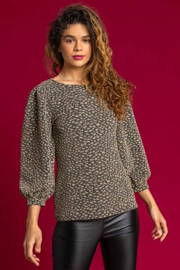 Roman Gold Shimmer Animal Jacquard Print Top 8 Roman Gold Shimmer Animal Jacquard Print Top - Image 6