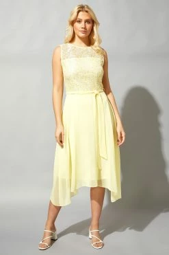 Roman Yellow Lace Detail Fit And Flare Dress -Roman Sales Shop unnamed file 61