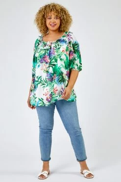 Roman Ivory Curve Tropical Print Bardot Top 9 Roman Ivory Curve Tropical Print Bardot Top -Roman Sales Shop unnamed file 6113