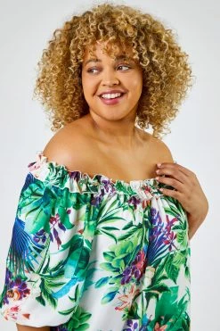 Roman Ivory Curve Tropical Print Bardot Top 10 Roman Ivory Curve Tropical Print Bardot Top -Roman Sales Shop unnamed file 6114