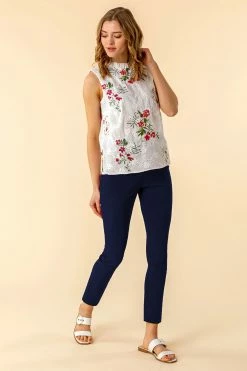 Roman Cream Floral Embroidered Frill Neck Top 9 Roman Cream Floral Embroidered Frill Neck Top -Roman Sales Shop unnamed file 6118