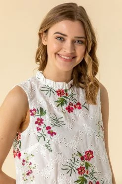 Roman Cream Floral Embroidered Frill Neck Top 10 Roman Cream Floral Embroidered Frill Neck Top -Roman Sales Shop unnamed file 6119