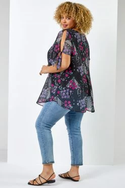 Roman Black Curve Floral Print Chiffon Overlay Top 9 Roman Black Curve Floral Print Chiffon Overlay Top -Roman Sales Shop unnamed file 6134