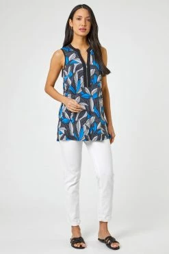 Roman Grey Tropical Textured Print Zip Detail Top 9 Roman Grey Tropical Textured Print Zip Detail Top -Roman Sales Shop unnamed file 6139