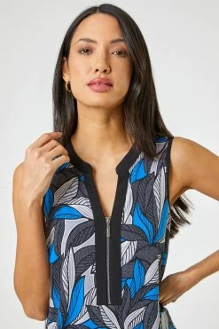 Roman Grey Tropical Textured Print Zip Detail Top 10 Roman Grey Tropical Textured Print Zip Detail Top -Roman Sales Shop unnamed file 6140