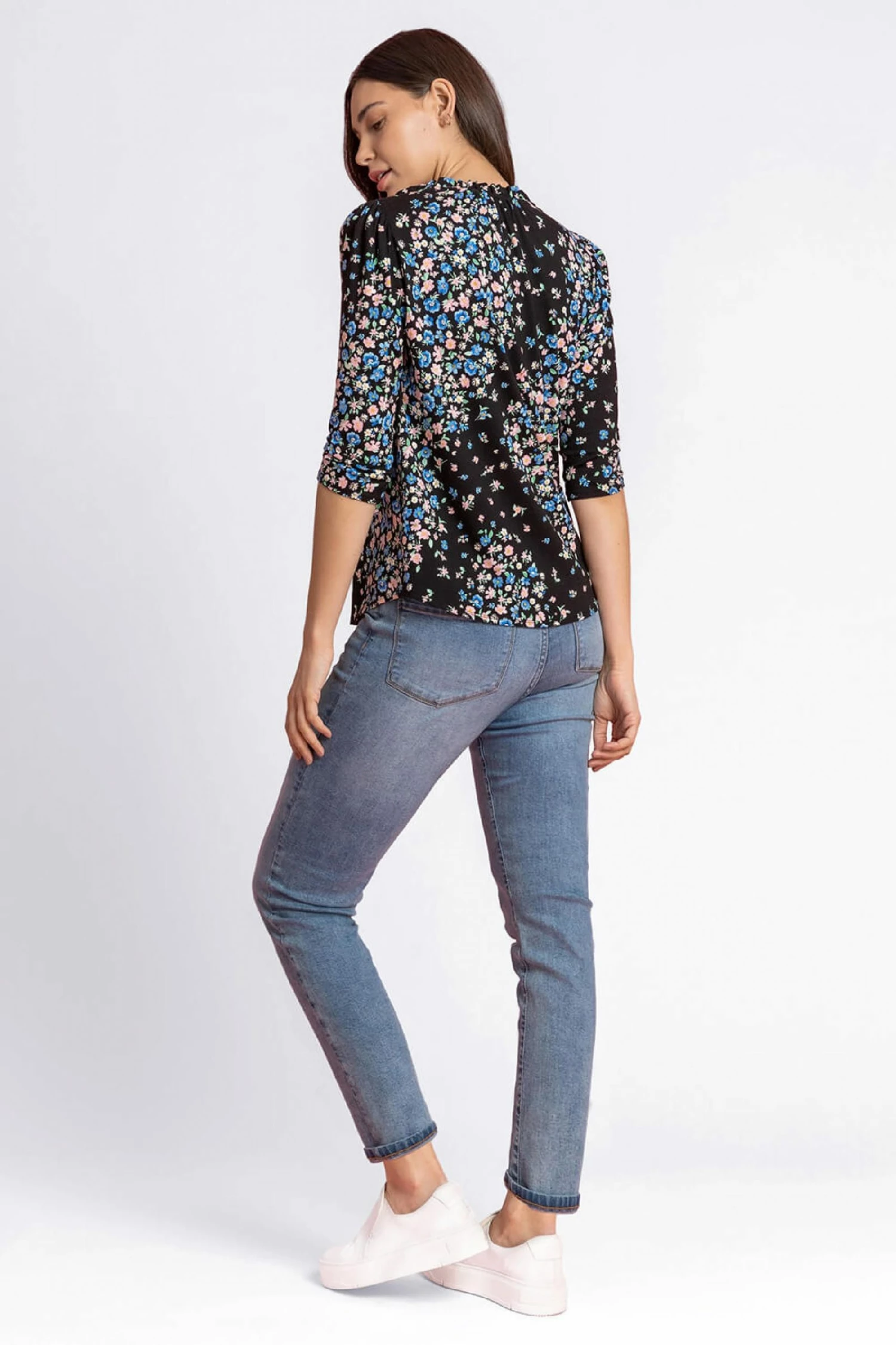 Roman Black Floral Tie Neck Detail Top 4 Roman Black Floral Tie Neck Detail Top - Image 2