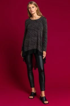 Roman Gold Glitter Wave Dipped Hem Top -Roman Sales Shop unnamed file 6159