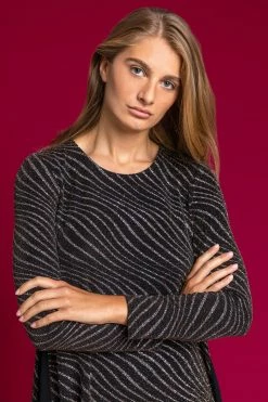 Roman Gold Glitter Wave Dipped Hem Top -Roman Sales Shop unnamed file 6161