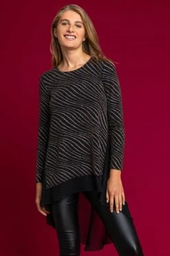 Roman Gold Glitter Wave Dipped Hem Top -Roman Sales Shop unnamed file 6162