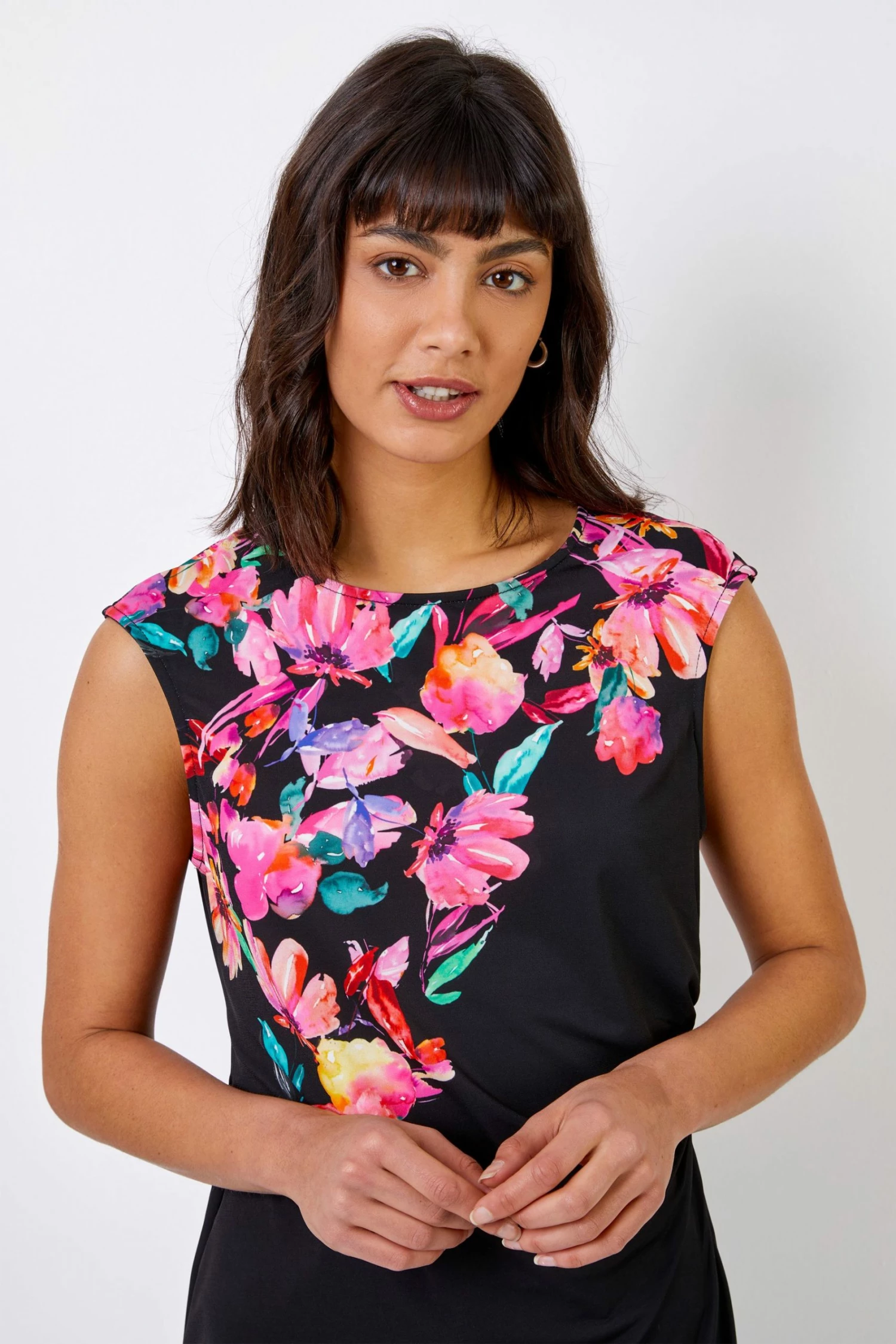 Roman Black Floral Border Print Scuba Top 6 Roman Black Floral Border Print Scuba Top - Image 4