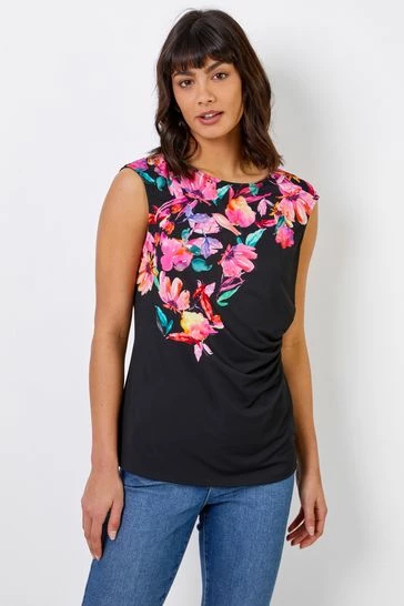 Roman Black Floral Border Print Scuba Top 7 Roman Black Floral Border Print Scuba Top - Image 5