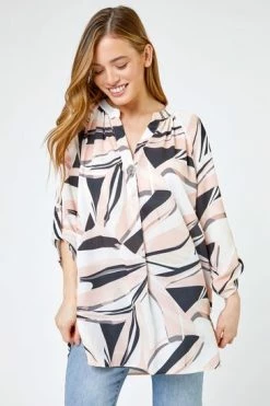 Roman Pink Petite Longline Button Detail Abstract Top 11 Roman Pink Petite Longline Button Detail Abstract Top -Roman Sales Shop unnamed file 6199