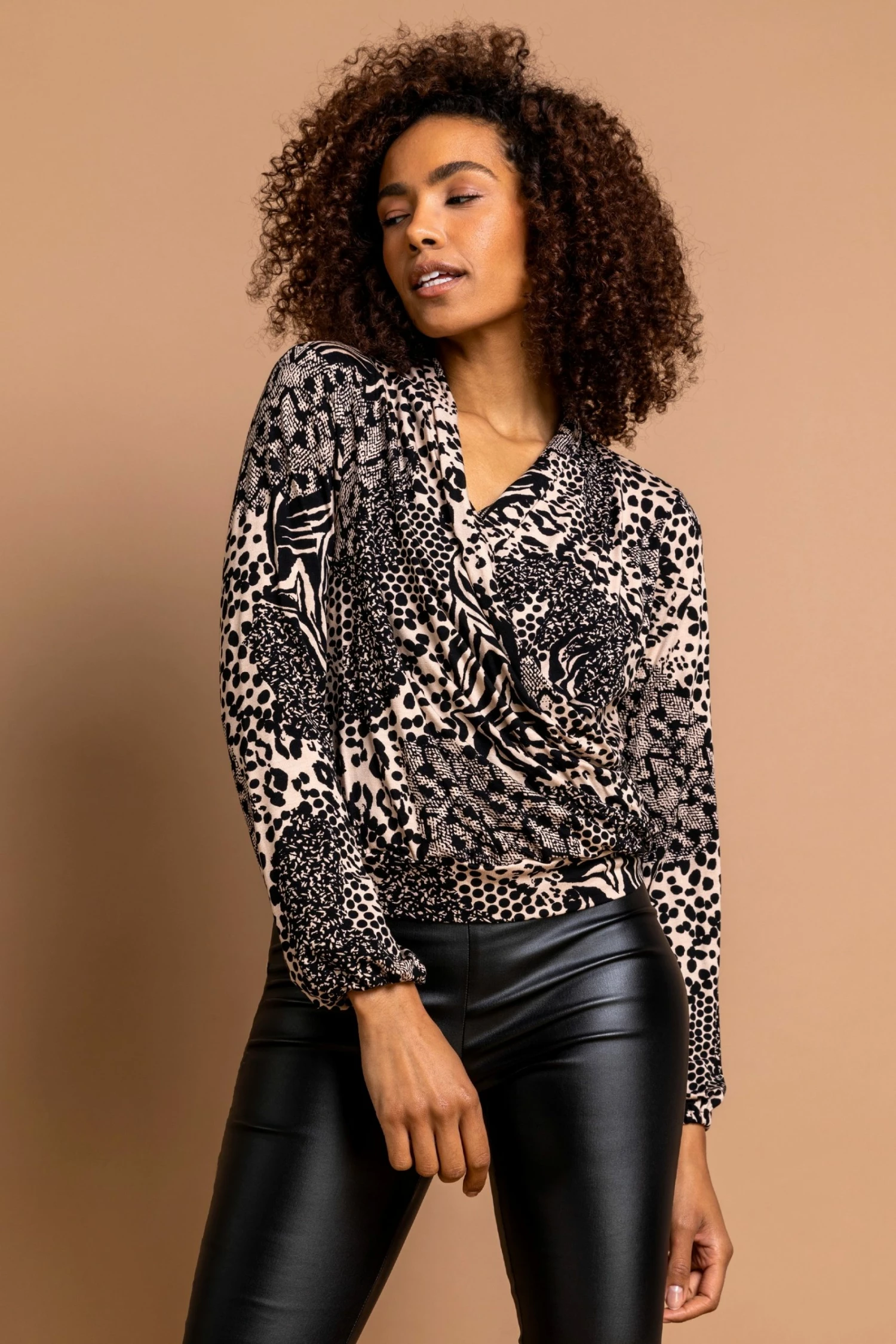 Roman Brown Animal Foil Print Top 6 Roman Brown Animal Foil Print Top - Image 4