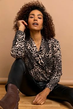 Roman Brown Animal Foil Print Top 12 Roman Brown Animal Foil Print Top -Roman Sales Shop unnamed file 6204