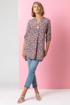 Roman Purple Longline Button Detail Ditsy Floral Top -Roman Sales Shop unnamed file 6208