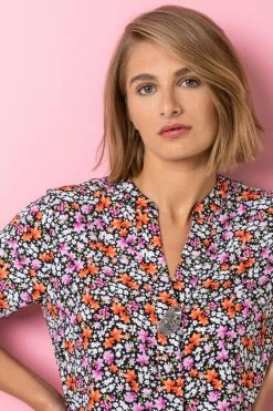 Roman Purple Longline Button Detail Ditsy Floral Top -Roman Sales Shop unnamed file 6209