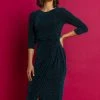 Roman Green Twist Front Sparkle Fitted Dress -Roman Sales Shop unnamed file 621