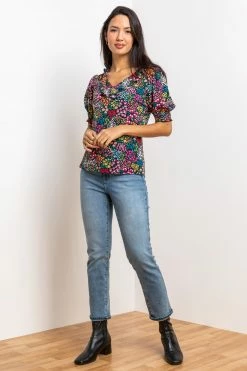 Roman Pink Floral Print Ruffle Trim Top 10 Roman Pink Floral Print Ruffle Trim Top -Roman Sales Shop unnamed file 6213