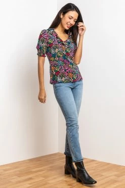 Roman Pink Floral Print Ruffle Trim Top 12 Roman Pink Floral Print Ruffle Trim Top -Roman Sales Shop unnamed file 6215