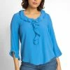 Roman Blue Flared Chiffon Frill Detail Blouse 1 Roman Blue Flared Chiffon Frill Detail Blouse -Roman Sales Shop unnamed file 6222