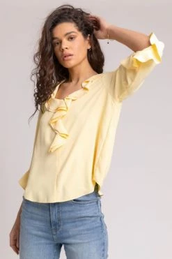 Roman Blue Flared Chiffon Frill Detail Blouse 13 Roman Blue Flared Chiffon Frill Detail Blouse -Roman Sales Shop unnamed file 6227