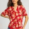 Roman Red Floral Print Textured V-Neck Top 1 Roman Red Floral Print Textured V-Neck Top -Roman Sales Shop unnamed file 6237