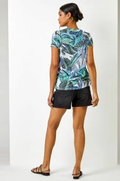 Roman Green & Blue Burnout Animal Tropical Print Tie Detail Top 9 Roman Green & Blue Burnout Animal Tropical Print Tie Detail Top -Roman Sales Shop unnamed file 6244