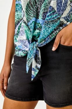 Roman Green & Blue Burnout Animal Tropical Print Tie Detail Top 12 Roman Green & Blue Burnout Animal Tropical Print Tie Detail Top -Roman Sales Shop unnamed file 6247