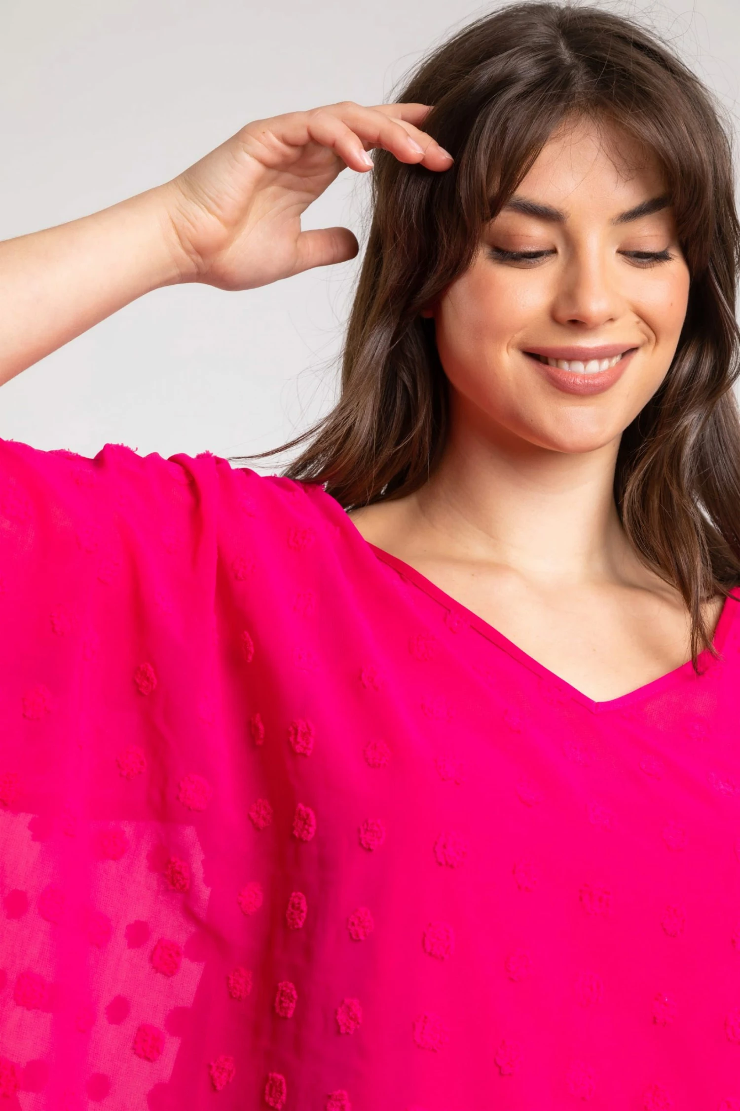 Roman Pink Curve Textured Spot Batwing Top 6 Roman Pink Curve Textured Spot Batwing Top - Image 4