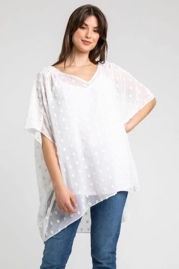 Roman Pink Curve Textured Spot Batwing Top 8 Roman Pink Curve Textured Spot Batwing Top - Image 6