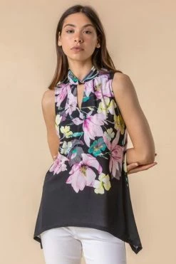 Roman Black Multi Twist Neck Floral Print Top 14 Roman Black Multi Twist Neck Floral Print Top -Roman Sales Shop unnamed file 6259