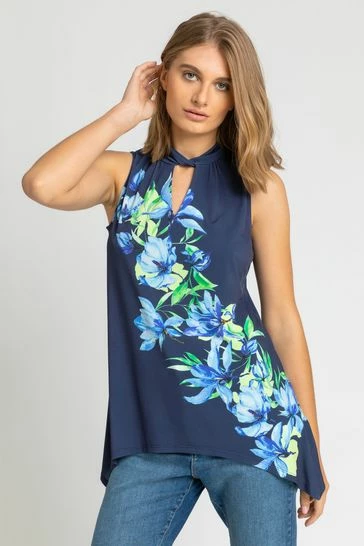 Roman Black Multi Twist Neck Floral Print Top 9 Roman Black Multi Twist Neck Floral Print Top - Image 7