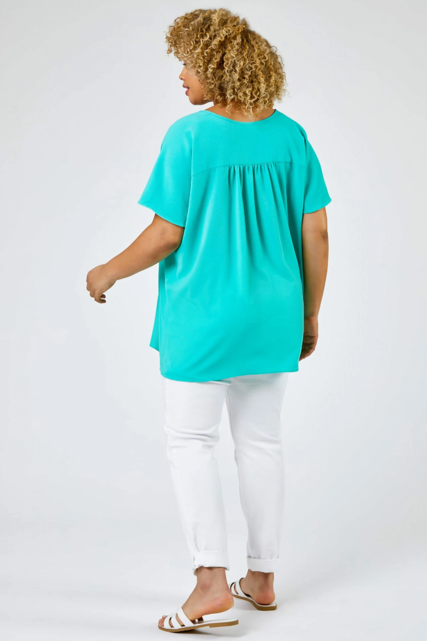 Roman Blue Curve Plain Yoke Detail Swing Top 4 Roman Blue Curve Plain Yoke Detail Swing Top - Image 2