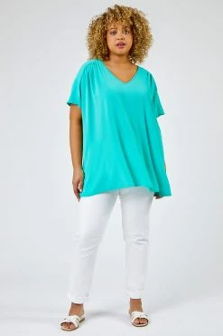 Roman Blue Curve Plain Yoke Detail Swing Top 11 Roman Blue Curve Plain Yoke Detail Swing Top -Roman Sales Shop unnamed file 6265