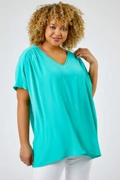 Roman Blue Curve Plain Yoke Detail Swing Top 13 Roman Blue Curve Plain Yoke Detail Swing Top -Roman Sales Shop unnamed file 6267